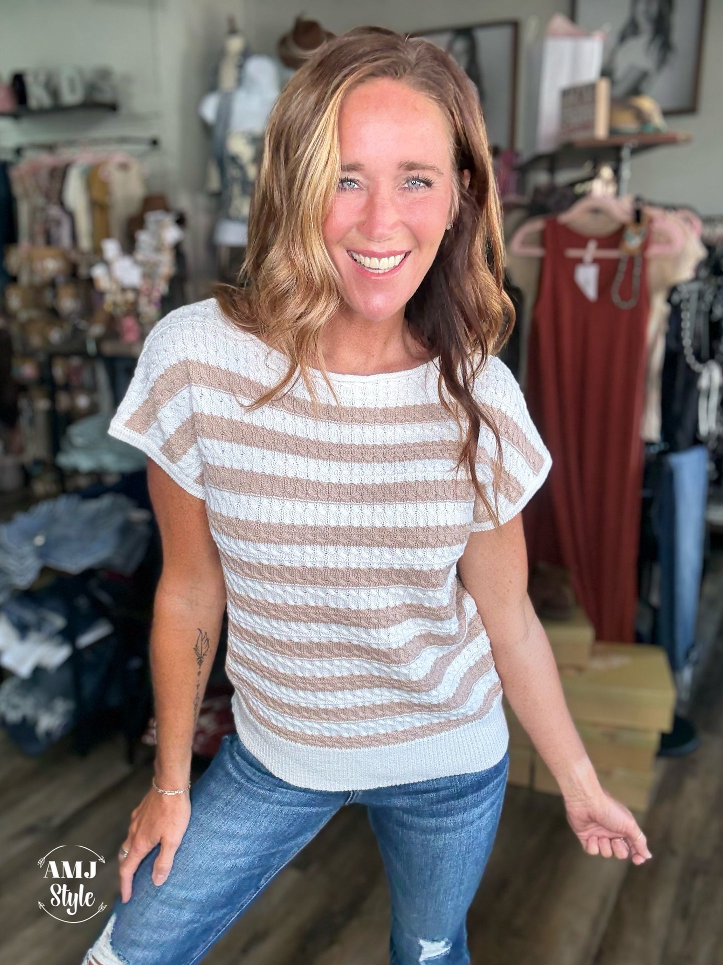 Ivory Cable Knit Top