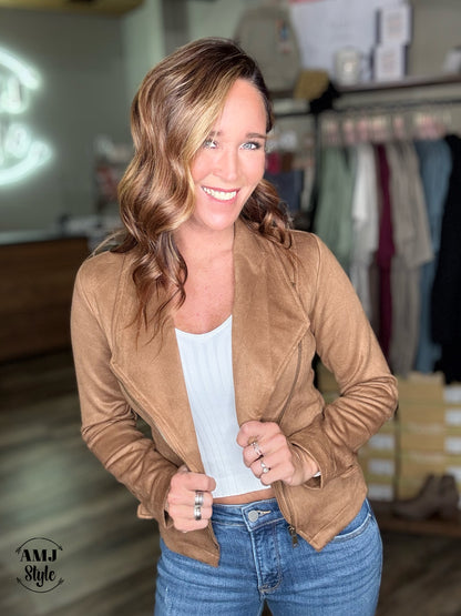 Faux Suede Moto Jacket