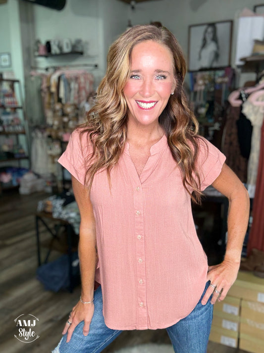 Apricot Linen Button Down