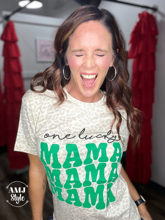 One Lucky Mama Leopard Tee