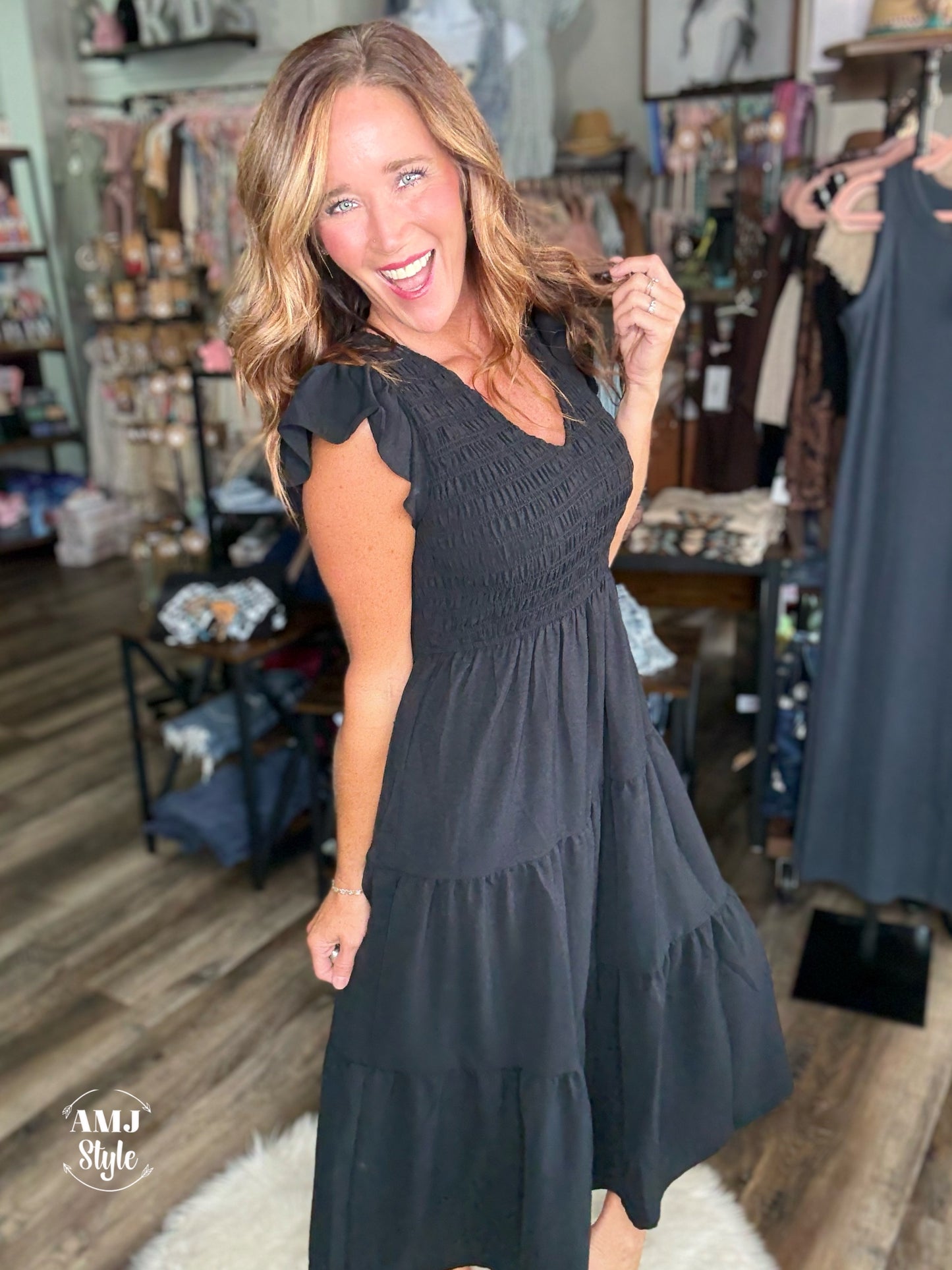 Camellia Charm Onyx Dress