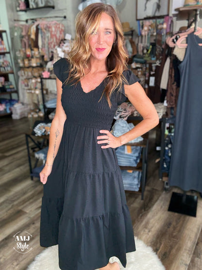 Camellia Charm Onyx Dress