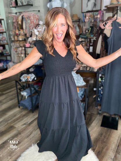 Camellia Charm Onyx Dress