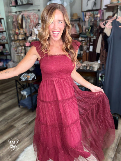 Vibrant Rose Maxi Dress