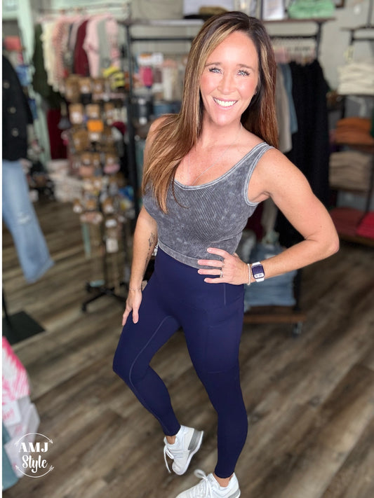 Palmer Pocketed Suck & Tuck Leggings - Navy