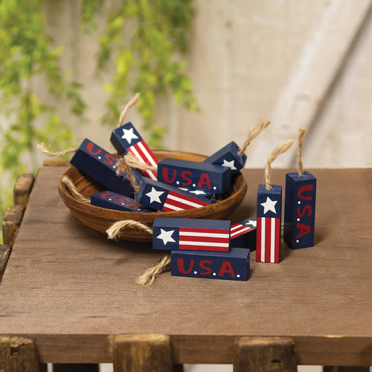 12 Wooden USA Firecracker Bowl Fillers
