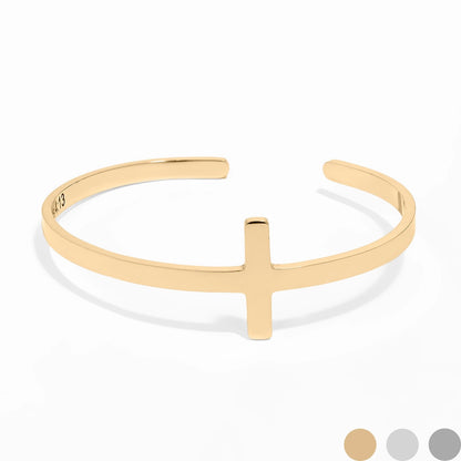 Cross Cuff Engraved Bracelet