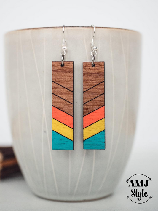 Diagonal Stripe Bar Dangle Earrings