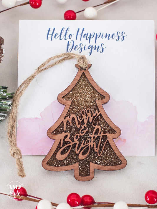 Wooden Merry & Bright Ornaments