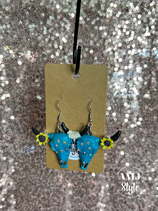 Turquoise Cow Dangle Earrings