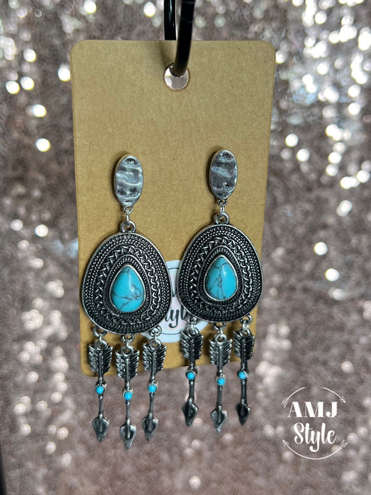 Turquoise Arrow Dangle Earrings