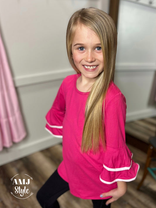 Pink Ruffle Sleeve Kiddo Top