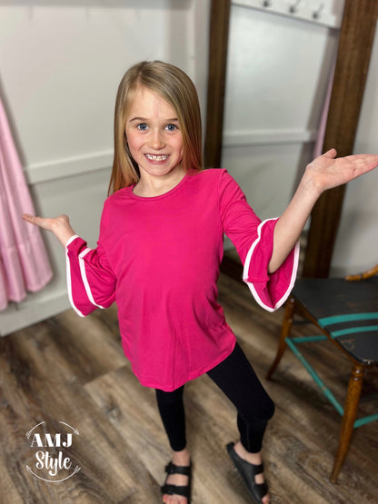 Pink Ruffle Sleeve Kiddo Top