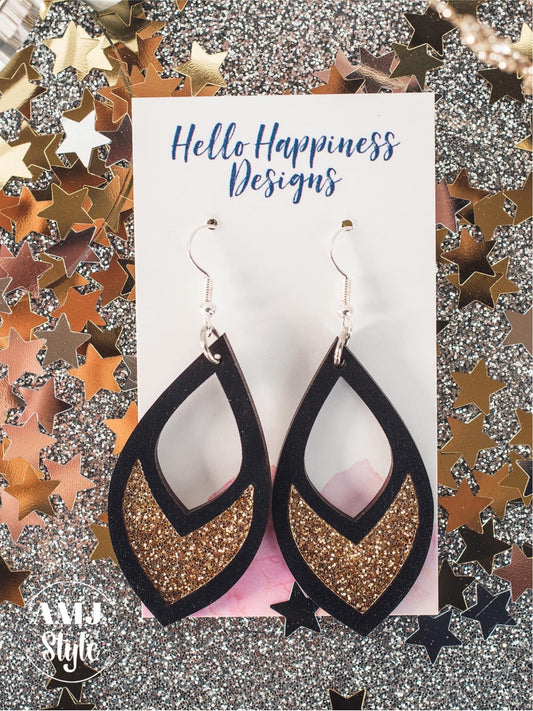 Gold Glitter Cutout Inset Dangles