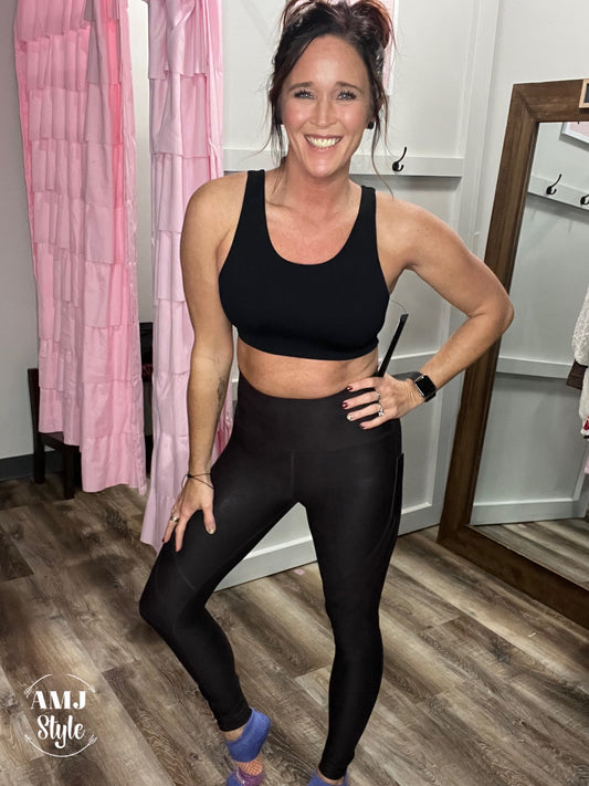 Foil Active Leggings - Cocoa