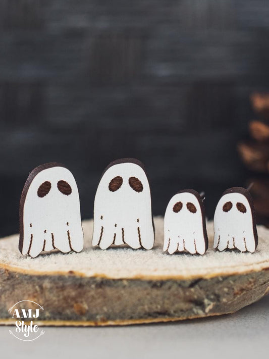 White Ghost Mommy & Me Wood Studs