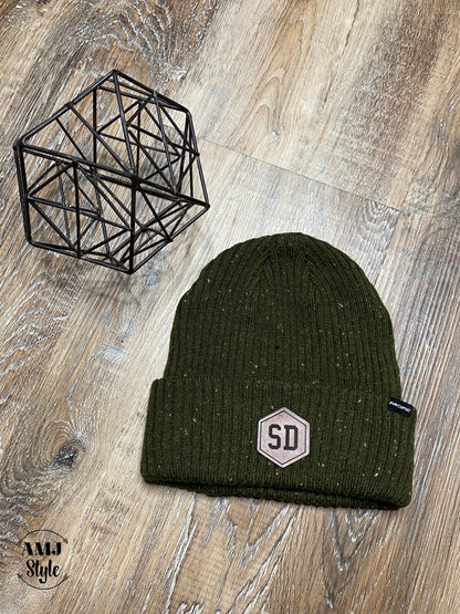 SD Leather Accent Beanie