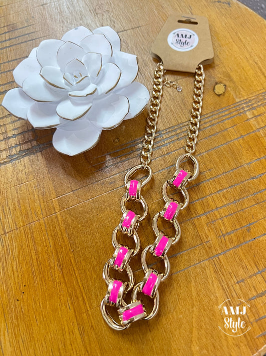 Chunky Pink/Gold Dazzling Necklace