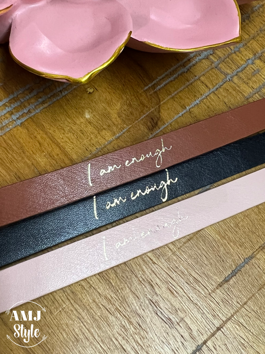 I am Enough Leather Bracelet